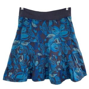 Fresh Produce Blue Floral Tropical Cotton Tiered Mini Skirt